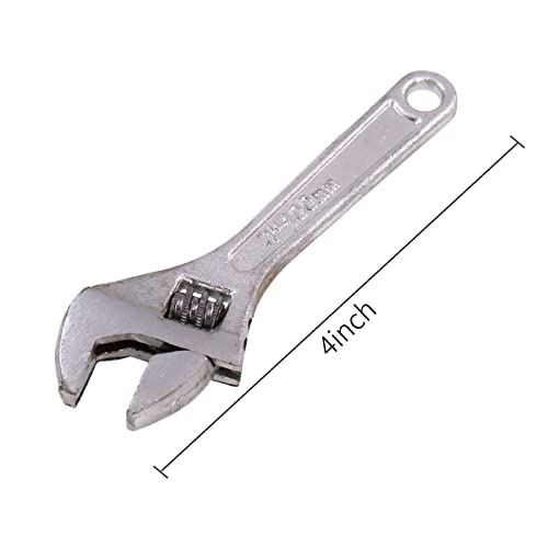 Dr.luck 4 Inch Silver Adjustable Wrench,2Pcs,15Mm Wide Jaw Opening, Drop Forged Steel Heat Treated Chrome-Plated, Professional Garage Diy Classic Proto Tools #TOP1