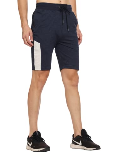 Image of MARK LOUIIS Men's Cotton Blend Shorts with 2 Zipper Pockets + 1 Back Pocket | Lightweight Breathable Casual Shorts | Elastic Waist Comfortable Fit | Multi-Color | M to 7XL