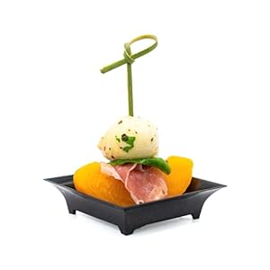 720 Pack Tiny Square Black Plastic Tray Mini Appetizer Plates for Party Mini Serving Tray Small Appetizer Serving Sauce Dish Black Disposable Dessert Plates for Weddings and Events CMJJ