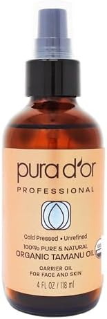 PURA D'OR Organic Tamanu Oil - USDA Certified 100% Pure & Natural Cold Pressed Carrier Oil, Premium Grade Moisturizer For Skin, Face & Hair - Men & Women 4 Oz Ayurvedic Skin Care