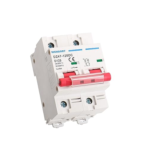 Wengart Miniature Circuit Breaker DZ47-125, 2P 500V 125A, Solar PV System Isolator, DC Disconnect Switch, DIN Rail Mount