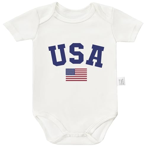 USA Flag Bodysuit 4th of July Baby Boy Girl Fall Outfit, Unisex Newborn Clothes, Babies Christmas 0-24 Month Costume