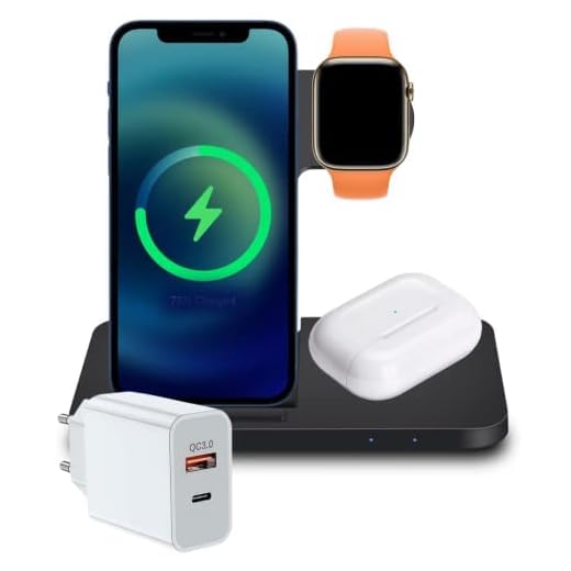Kit Base Carregador Indução para iPhone 8 em diante + Fonte QC3.0 (3 em 1)