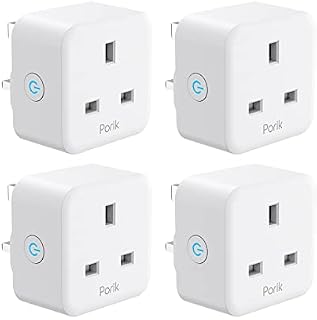 PORIK Smart Plug WiFi Outlet that Works with Alexa and Google Home Wireless Smart Socket without Energy Monitoring, Timer Function, Remote Control for Smart Home, 2.4Ghz WiFi Only, 4 Pack