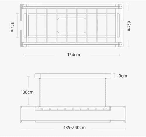 Electric Ceiling Mounted Clothes Dryer with Remote Control, Aluminium & Steel Automatic Lifting Clothes Hanger, Single Row Scissors Rack for Household, Balcony, Laundry