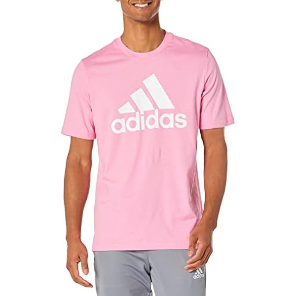 adidas Camiseta Essentials con logotipo grande para hombre, color blanco y negro