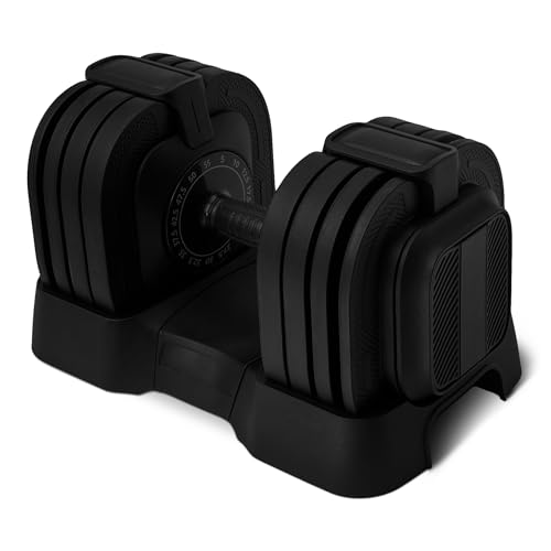 Amazon Basics Adjustable Dumbbell, 55 lb, 15 Weights, Single Dumbbell