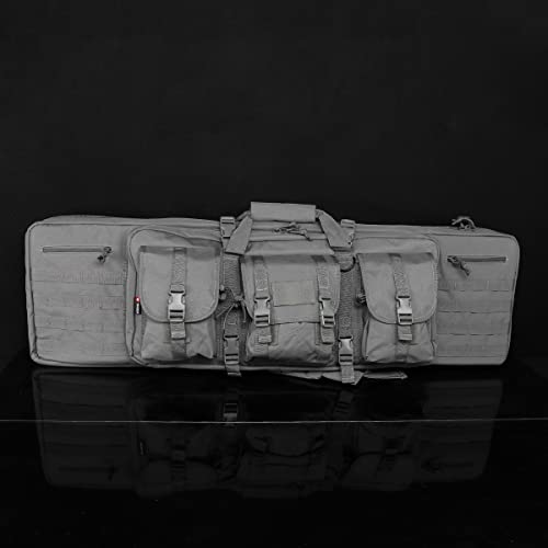 Mastiff Outdoor Tactical Double Long Rifle Pistol Gun Bag Firearm Hungting Pack Transportation Case Paintball Airsoft Length 36" Grey