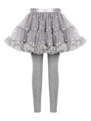JEYPINMI Girls Leggings with Skirt Footless Pants Ruffle Twinkle Star Sparkly Tulle Skirt Leggings 1-7 Years