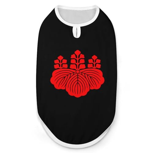 ペット服 豊臣氏家紋 五七の桐 赤色 犬服 ペットウェア Tシャツ パーカー 袖なし 犬の服 タンクトップ タンクトップ クールベスト 通気性 ファッション S-2XL
