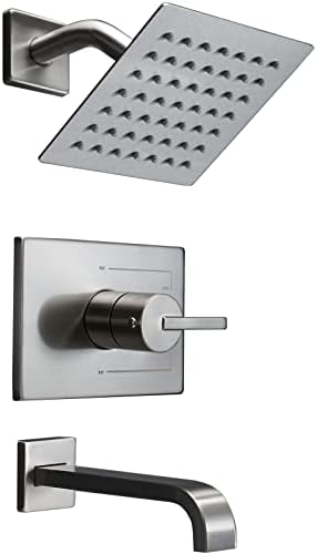 SOOOHOT Bathtub Shower Systems, Tub and Shower Faucet Set Combo with 6 Inch Brushed Nickel Shower Faucet Set, Shower Tub Faucets Sets Complete (Valve Included)