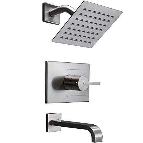 Sooohot Bathtub Shower Systems, Tub And Shower Faucet Set Combo With 6 Inch Brushed Nickel Shower Faucet Set, Shower Tub Faucets Sets Complete (Valve Included) #TOP2