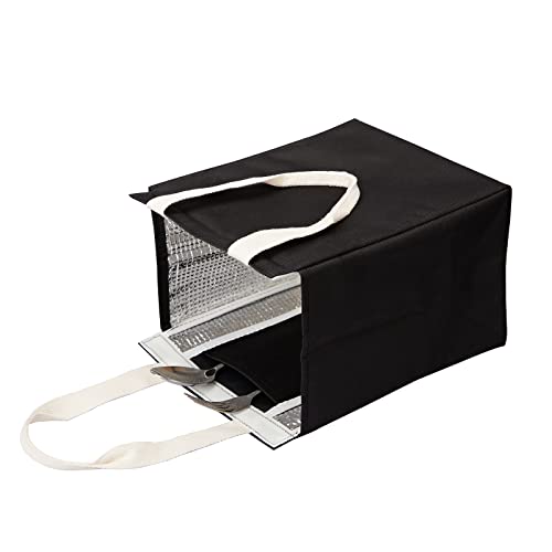 Natural Style Lunch Bag For Women/Men/Adult, Portable/Reusable Lunch Box, Simple Waterproof Insulated Cooler Tote Bag (Black) #TOP3