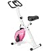 PLENY Foldable Upright Stationary Exercise Bike with 16 Level Resistance, New Exercise Monitor with Phone/Tablet Holder (Pink)