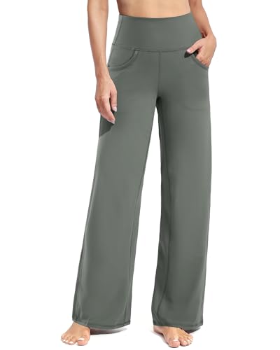 Image of Promover Wide Leg Pants Woman Yoga Pants with Pockets Stretch Loose Casual Lounge Sweatpants Petite /Regular /Tall