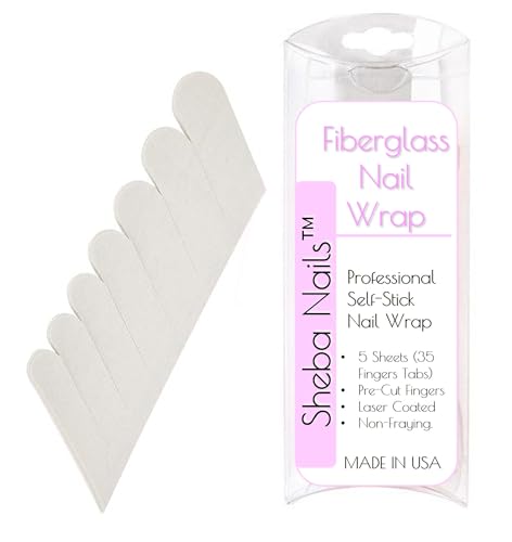 SHEBA NAILS Official Brand Fiberglass Nail Wrap Self-Adhesive Pre Cut Fingers, 35 Finger Tabs (White)