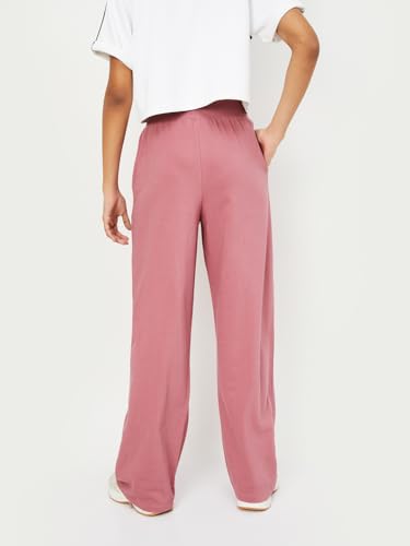 Image of Max Women Loose Mid Rise Solid Athleisure Track Pants