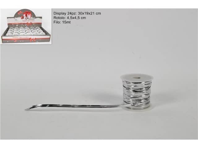 Hilo con núcleo de metal plateado 15 m para bisutería y manualidades DIY