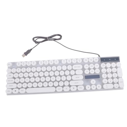 Clavier d’ordinateur USB filaire rétroéclairé blanc aux touches rondes
