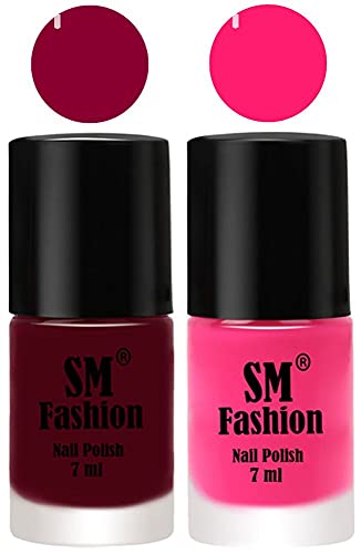 Image of Long Lasting Nail Polish | Nail Paint Combo 7 ml Each) - Set of 2 Boysenberry-Deep Pink