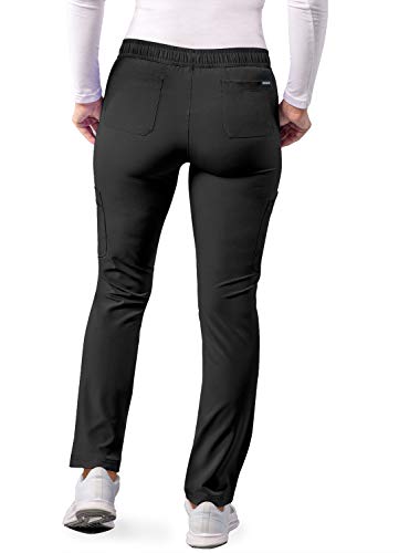 Adar Addition Scrubs For Women - Skinny Leg Cargo Drawstring Scrub Pants - A6104 - Black - M #TOP1