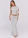 ANRABESS Skirt Sets for Women 2 Piece Outfits 2025 Summer Crop Top Fold Over Maxi Skirt Set Going Out Dress Casual Trendy Grey Large