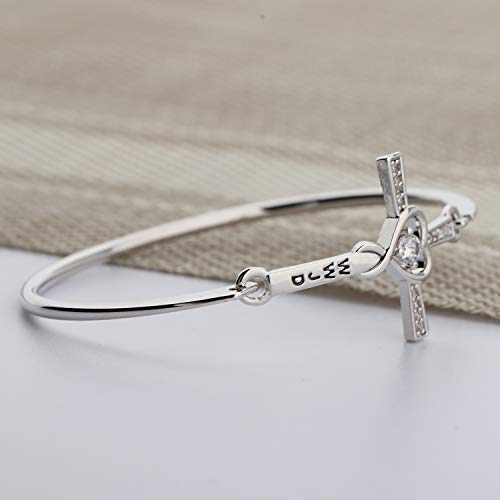 MYOSPARK Christian Bracelet WWJD Love Heart Infinity God Cross Bangle Bracelet Religious Jewelry Gift3