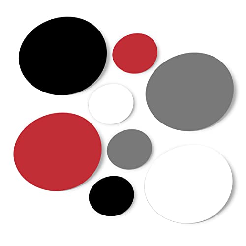 Red/White/Black/Grey Vinyl Wall Stickers - 2 & 4 Inch Circles (60 Decals) #TOP9