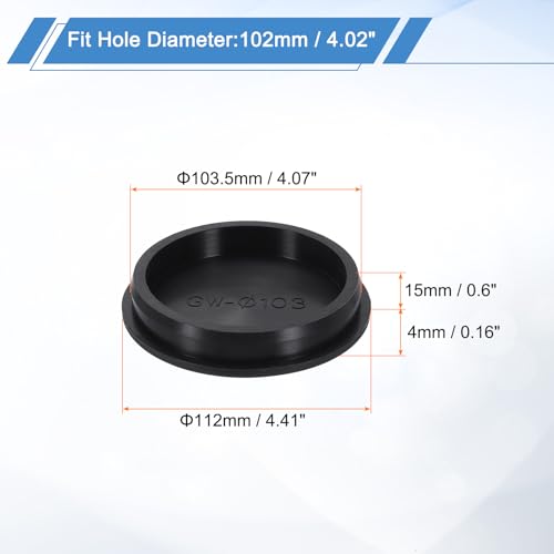 Image of uxcell Silicone Hole Plug, Waterproof Round Rubber Stoppers Bottle Seal Plugs Tube Pipe End Caps for 102mm /4.02 inch Hole for Bathtub Bottle, Black