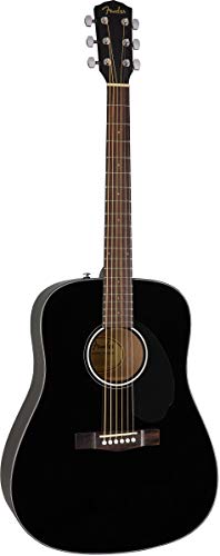 image for Fender CD-60S Solid Top Dreadnought Acoustic Guitar - Black Bundle wit
