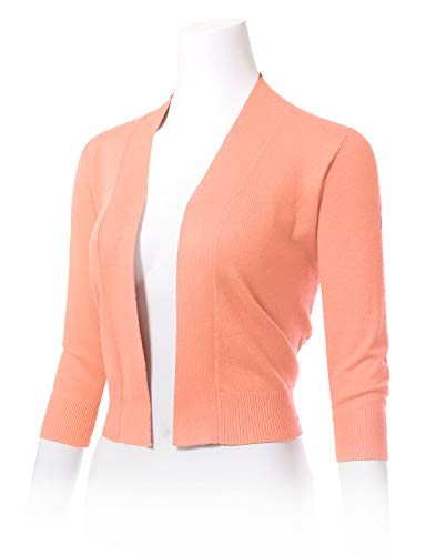 Image of Allsense Women's 3 /4 Sleeve Cropped Shrug Cardigan | Classic Bolero, Open-Front, Lightweight Soft Fine Knit Cover Up