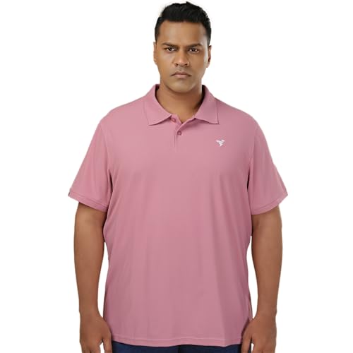 Image of TECHNOSPORT Men's Solid Slim Fit Polo Collar T-Shirt MATPIQ Half Sleeve Button Polyester for Gym Golf Casual Anti Odour UPF50+