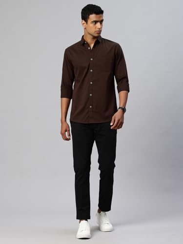 Image of Majestic Man Comfort Slim Fit Solid Pure Cotton Self Design Casual Shirt