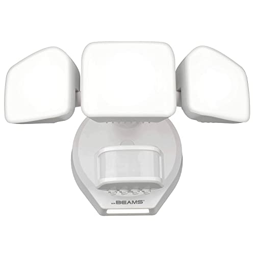 Mr Beams Pro 3-Head Outdoor Motion Sensing LED Security Light with Cascading Wall Wash White