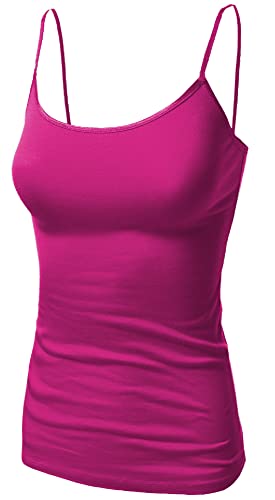 Basic Camisole Cami Strappy Vest Top for Women Ladies and Girl Plus Size Fuchsia