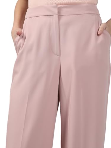 Image of VERO Moda Women's Relaxed 'Desk-to-Dinner' Straight Fit High Rise Stretch Formal Trousers | Formal Pants for Women