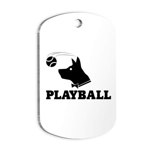 PLAYBALL Personalized Dog Tag - Custom Name Tag - ID Tag for Dog & Cat - Customized Pet Tags - Dog & Cat Name id Tag - Dog Name Tag - Engraved Dog Tag (Rectangle)