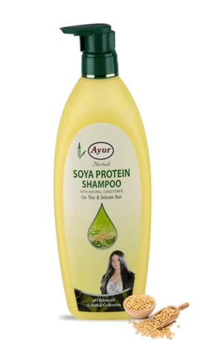 Image of Ayur Herbal Shampoo for Hair Fall Control, Dandruff Removal & Strong, Shiny Hair - Natural & Gentle Cleanser for All Hair Types (500ml, soya protien)