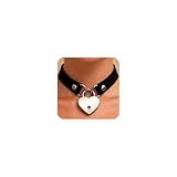 Agriajun Dainty Silver Heart Lock Key Charm Choker Necklace for Women, Trendy Gothic Punk Adjustable Collar Necklaces Vampire Accessories Fashion Jewelry Gift