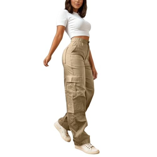 Pantalon cargo stretch en coton léger style Y2k décontracté
