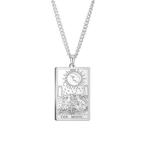 Bijoux pour femmes collier amulette tarot vintage chaîne croix 3mm acier