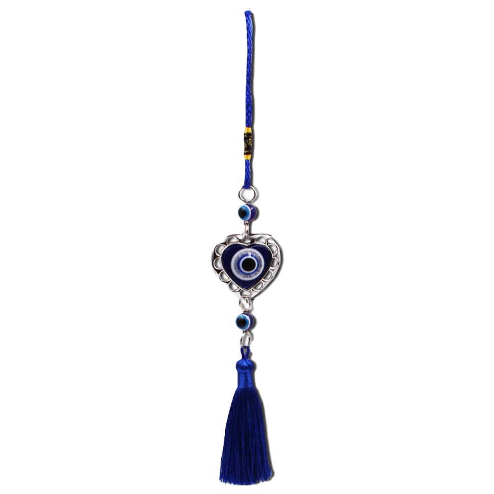Lucky B-Heart Evil Eye Car Hanging Ornament, Rear View Mirror Hanging Accessories, Car Interior Decorations, Blue Eye Charms Pendant for Women & Men