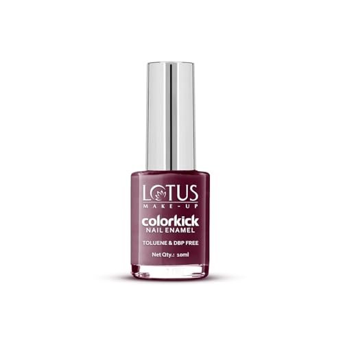 Image of Lotus Makeup Colorkick Nail Enamel - Maroon Spark 913 | Chip Resistant | Glossy Finish | 10ml (50001858)