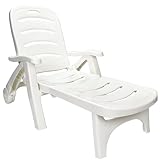 Wild Wolf Outfitters Outdoor Folding Lounge Chair - Adjustable Lightweight Chaise Pool Chairs - Plastic Chairs for Patio, Lawn, Deck or Beach- Outdoor Furniture - White