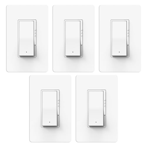 ThunderWay 5 Pack Slide Dimmer Light Switch, Single Pole or 3-Way LED Dimmer Switch, for 300W...