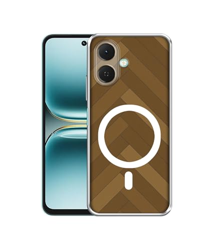 Image of Back Cover for Tecno Spark Go 2 4G Wooden Herringbone Magnetic Ring Design (Not Magnetic Compatible) | UV Printed Soft TPU Shockproof Back Case for Tecno Spark Go 2 4G