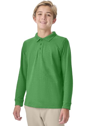 Image of Classroom Uniforms Long Sleeve Pique Polo T-Shirt for Men and Women CR835X, M, SS Kelly Green