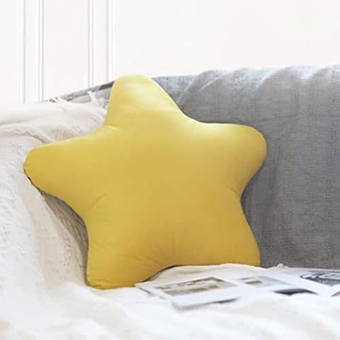 YRXRUS Star Pillow, Yellow Star Shaped Throw Pillow, Soft Velvet 18x18 Inches Cute Pillow for Living, Bedroom Decorative, Birthday Gift for Women Girl Kids Cover