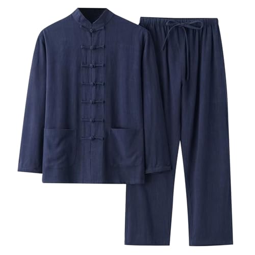 Opiniones y reviews de Ropa de Artes marciales para Hombre los 5 más buscados. 35 OWAWOWA Traje de hombre estilo chino artes marciales tradicionales kung fu tai chi wushu clásico tangzhuang camisa de manga larga pantalones,Blue,3XL