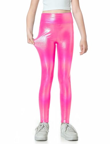 Gnainach Girls Metallic Leggings High Waisted Kids Yoga Pants Stretch Shiny Running Dance Tights for Teen School Workout3